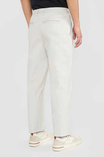 Buy_Perona_Grey Cotton, Spandex Marcos Straight Pant _Online_at_Aza_Fashions