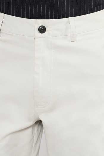 Perona_Grey Cotton, Spandex Marcos Straight Pant _at_Aza_Fashions