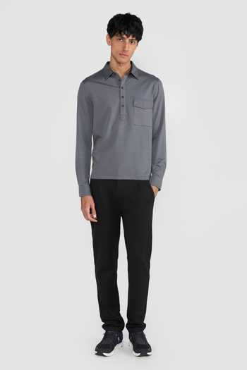 Buy_Perona_Black Polyester, Rayon, Polyamide, Polyurethane Larry Plain Pant _at_Aza_Fashions