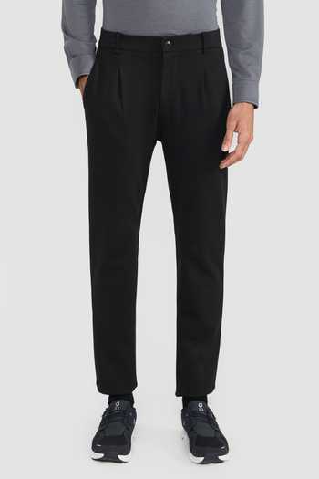 Shop_Perona_Black Polyester, Rayon, Polyamide, Polyurethane Larry Plain Pant _at_Aza_Fashions