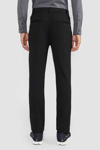 Perona_Black Polyester, Rayon, Polyamide, Polyurethane Larry Plain Pant _Online_at_Aza_Fashions
