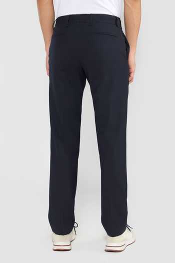 Buy_Perona_Navy Polyester, Wool Joseph Blend Pant _Online_at_Aza_Fashions
