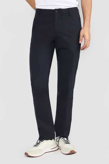 Shop_Perona_Navy Polyester, Wool Joseph Blend Pant _at_Aza_Fashions