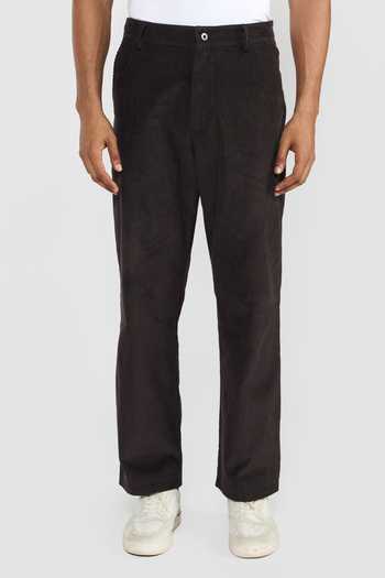 Shop_Perona_Brown Cotton Carson Straight Pant _at_Aza_Fashions