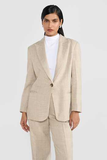 Buy_Perona_Beige Wool Kristen Virgin Blazer _at_Aza_Fashions