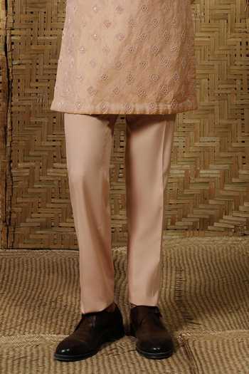 Shop_Amaare_Beige Silk, Tissue, Wool Beads, Gota Patti Nilak Embroidered Kurta Set _Online_at_Aza_Fashions