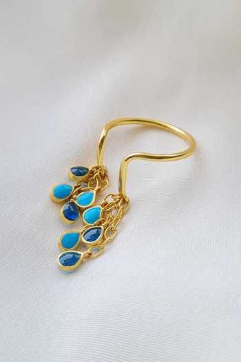 Shop_Manner_Blue Chains Baani Feroza Drop Ring _at_Aza_Fashions