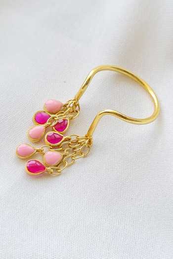 Shop_Manner_Pink Chains Baani Gulaabi Drop Ring _at_Aza_Fashions
