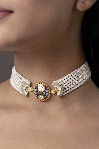 Buy_Manner_Blue Meher Pearl Feroza Choker _at_Aza_Fashions