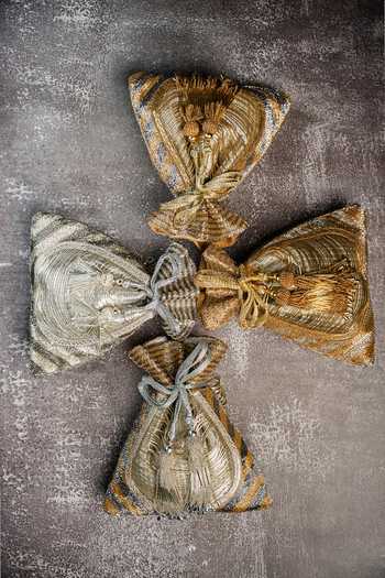 Buy_Nayaab By Sonia_Gold Beads, Tassels, Metallic Thread Work Silk Potli Bag And 