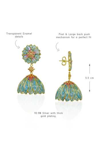 Buy_Manner_Blue Bloom Lotus Jhumki Earrings _Online_at_Aza_Fashions