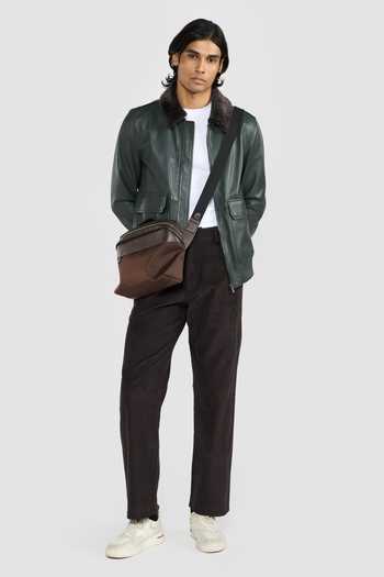 Buy_Perona_Brown Cotton Carson Straight Pant _at_Aza_Fashions