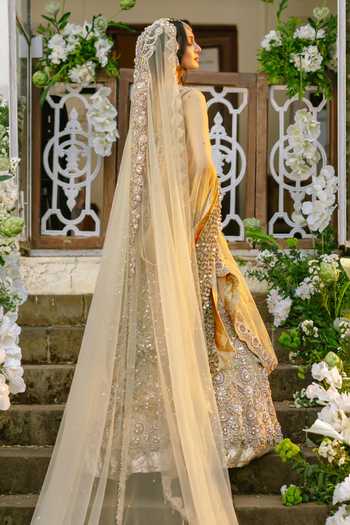 Shop_Itrh_Pink Organza Sequins, Stones, Mirrors Mrigakshi Embroidered Lehenga With Blouse _at_Aza_Fashions