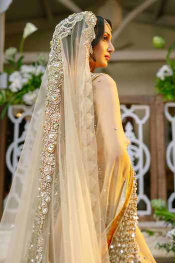 Itrh_Pink Organza Sequins, Stones, Mirrors Mrigakshi Embroidered Lehenga With Blouse _at_Aza_Fashions