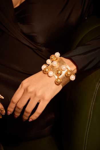 Shop_Mnsh_White Pearls Audrey Halo Cuff Bracelet _at_Aza_Fashions