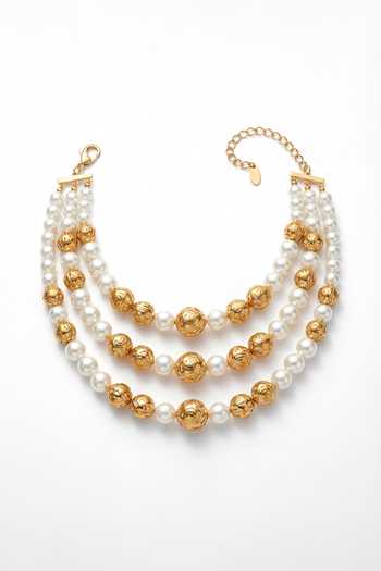 Buy_Mnsh_White Pearls Rosee Layered Necklace _at_Aza_Fashions