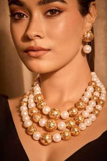 Shop_Mnsh_White Pearls Rosee Layered Necklace _at_Aza_Fashions