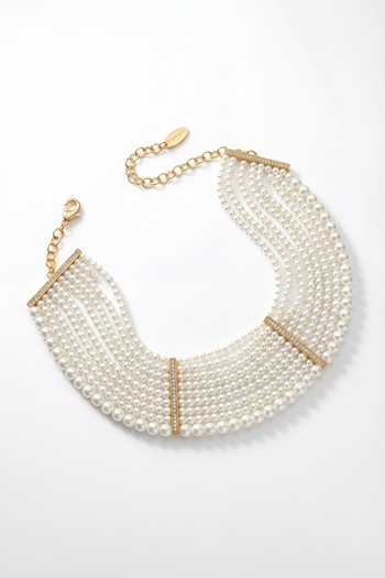 Buy_Mnsh_White Pearls Statement Choker _at_Aza_Fashions