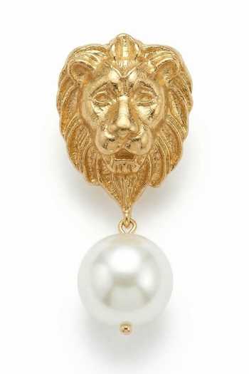 Buy_Mnsh_White Pearls Lion Shaped Earrings _Online_at_Aza_Fashions