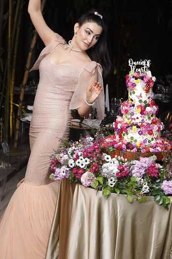 Itrh_Peach Net Crystals Sweetheart Neck Embellished Fishcut Gown _at_Aza_Fashions