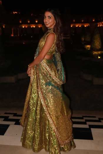 Itrh_Green Organza Gota Patti Square Neck Reshmi Angoori Work Lehenga Set _Online_at_Aza_Fashions