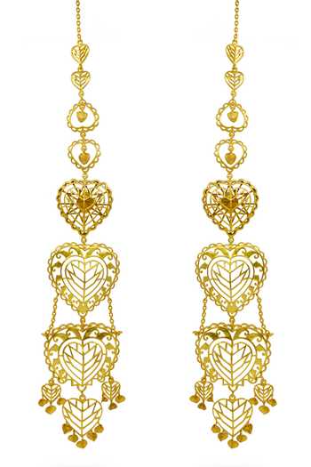 Buy_Manner_Gold Plated Cut Work, Chains Rakaan Long Earrings  _at_Aza_Fashions
