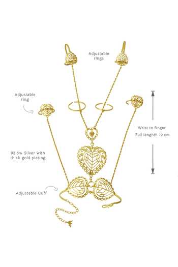 Manner_Gold Plated Cut Work, Chains Rakaan Heart Haathphool _Online_at_Aza_Fashions