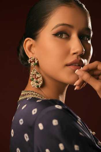 Bijoux By Priya Chandna_Multi Color Pearls, Crystals Mosaic Garden Embellished Earrings _Online_at_Aza_Fashions
