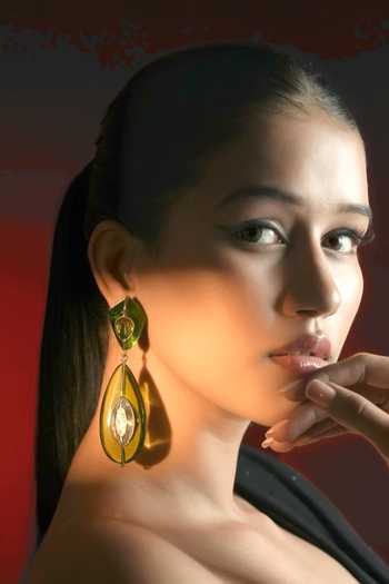 Buy_Bijoux By Priya Chandna_Green Crystals Leaf Embellished Drop Earrings _Online_at_Aza_Fashions