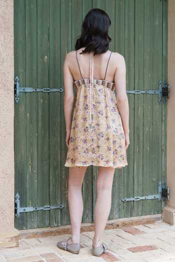 Shop_Shruti Sancheti_Beige Satin Embroidery Sweetheart Neck And Printed Dress _at_Aza_Fashions