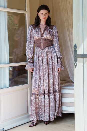 Buy_Shruti Sancheti_Pink Satin V-neck Paisley Print Maxi Dress _at_Aza_Fashions
