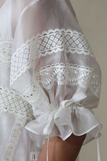 Shop_Bunka_Ivory Organza Lace High Neck Bia Kurta And Pant Set 