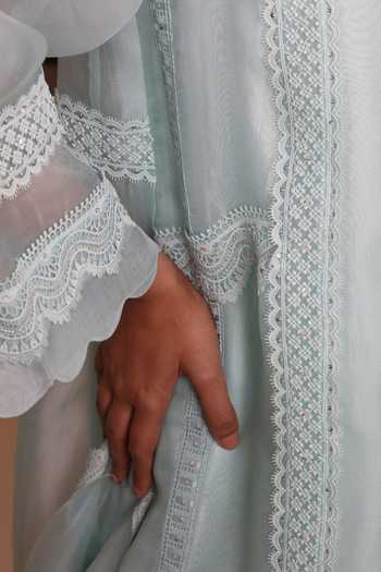 Shop_Bunka_Mint Organza Lace V-neck Farida Kurta Set 
