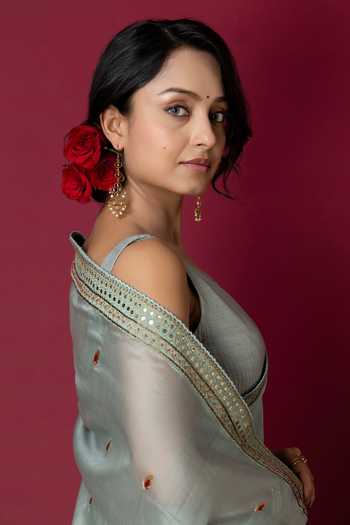 Shop_Monika Mathuria Datta_Green Silk, Cotton Embroidery, Zari Handloom Saree _Online_at_Aza_Fashions