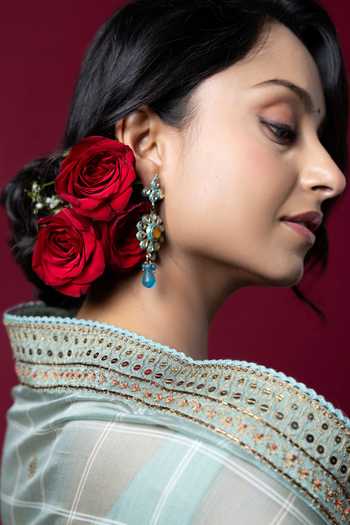 Buy_Monika Mathuria Datta_Green Silk, Cotton Embroidery, Zari Handloom Saree _Online_at_Aza_Fashions