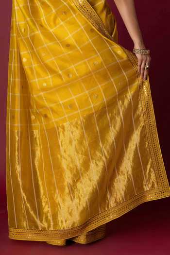 Buy_Monika Mathuria Datta_Yellow Silk, Cotton Embroidery, Zari Hand Saree 