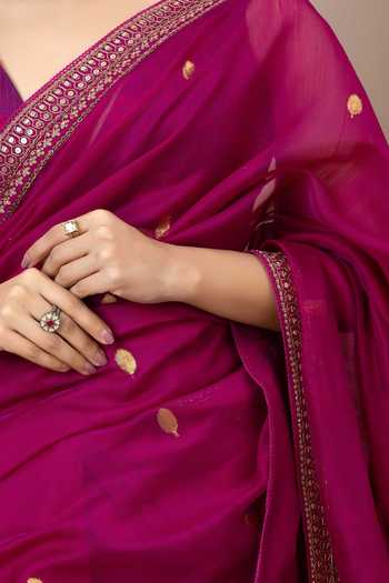 Monika Mathuria Datta_Purple Silk, Cotton Embroidery, Zari Woven Saree _at_Aza_Fashions