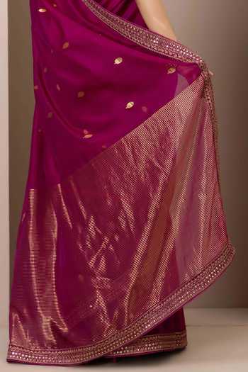 Buy_Monika Mathuria Datta_Purple Silk, Cotton Embroidery, Zari Woven Saree 