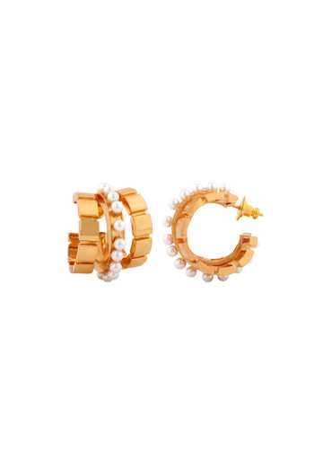 Shop_Anaash_White Pearls Imperial Embellished Hoops _at_Aza_Fashions