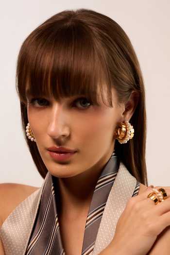 Buy_Anaash_White Pearls Imperial Embellished Hoops _at_Aza_Fashions