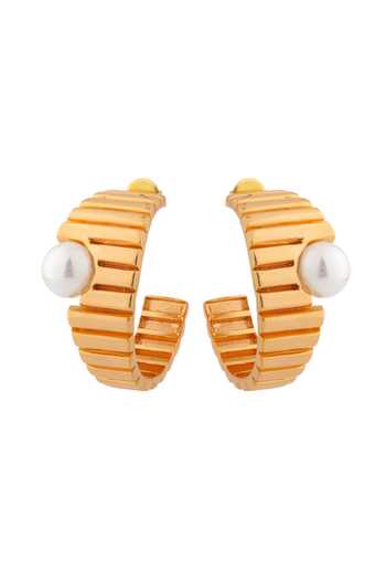 Shop_Anaash_White Pearls Crown Embellished Hoops _at_Aza_Fashions