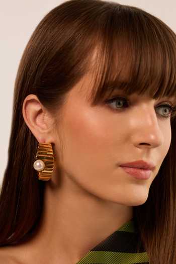 Buy_Anaash_White Pearls Crown Embellished Hoops _Online_at_Aza_Fashions