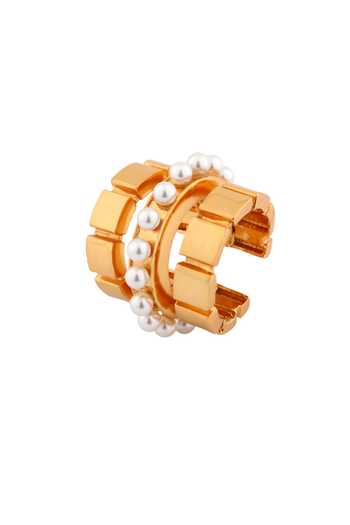 Shop_Anaash_White Pearls Imperial Embellished Ring _at_Aza_Fashions