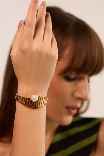 Shop_Anaash_White Pearls Crown Cuff Bracelet _at_Aza_Fashions