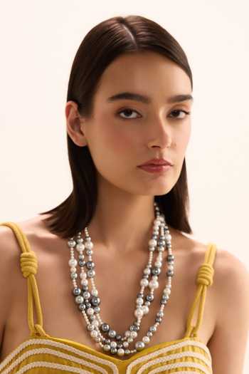 Buy_Anaash_White Pearls Multi Beaded Necklace _at_Aza_Fashions