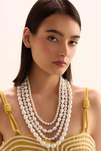 Shop_Anaash_White Pearls Layered Necklace _at_Aza_Fashions