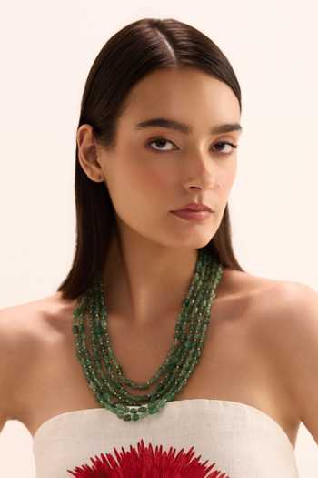 Buy_Anaash_Green Stone Work Layered Necklace _at_Aza_Fashions