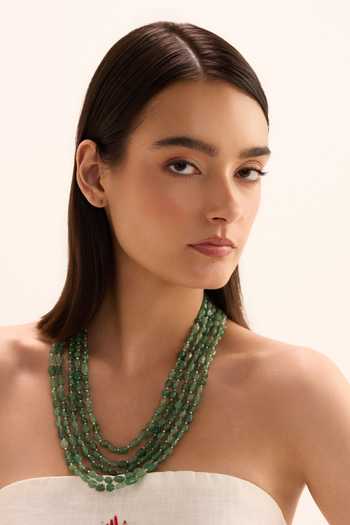 Shop_Anaash_Green Stone Work Layered Necklace _at_Aza_Fashions