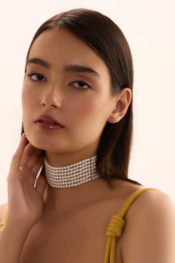 Buy_Anaash_White Pearls Choker Necklace _at_Aza_Fashions