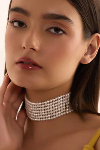 Shop_Anaash_White Pearls Choker Necklace _at_Aza_Fashions
